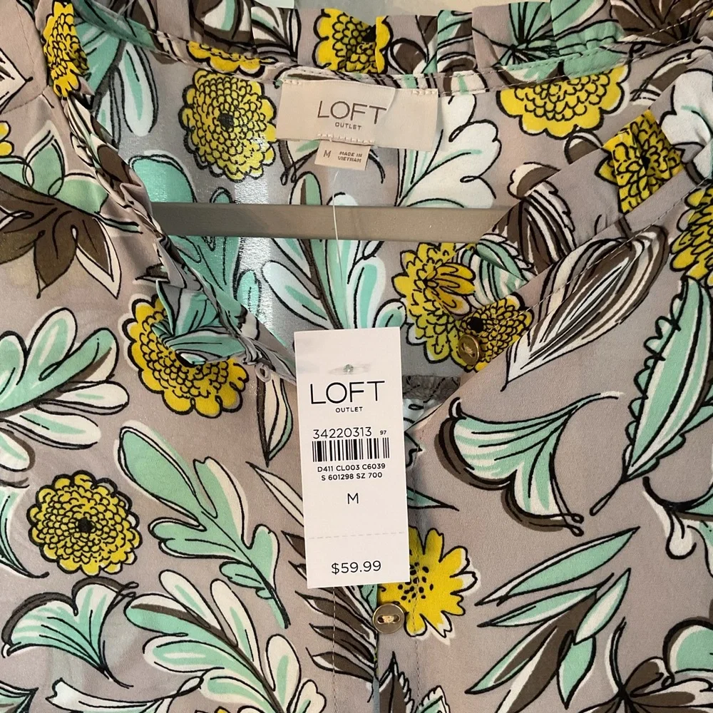 LOFT Outlet Floral Blouse - Yellow and Green - Picture 4 of 4